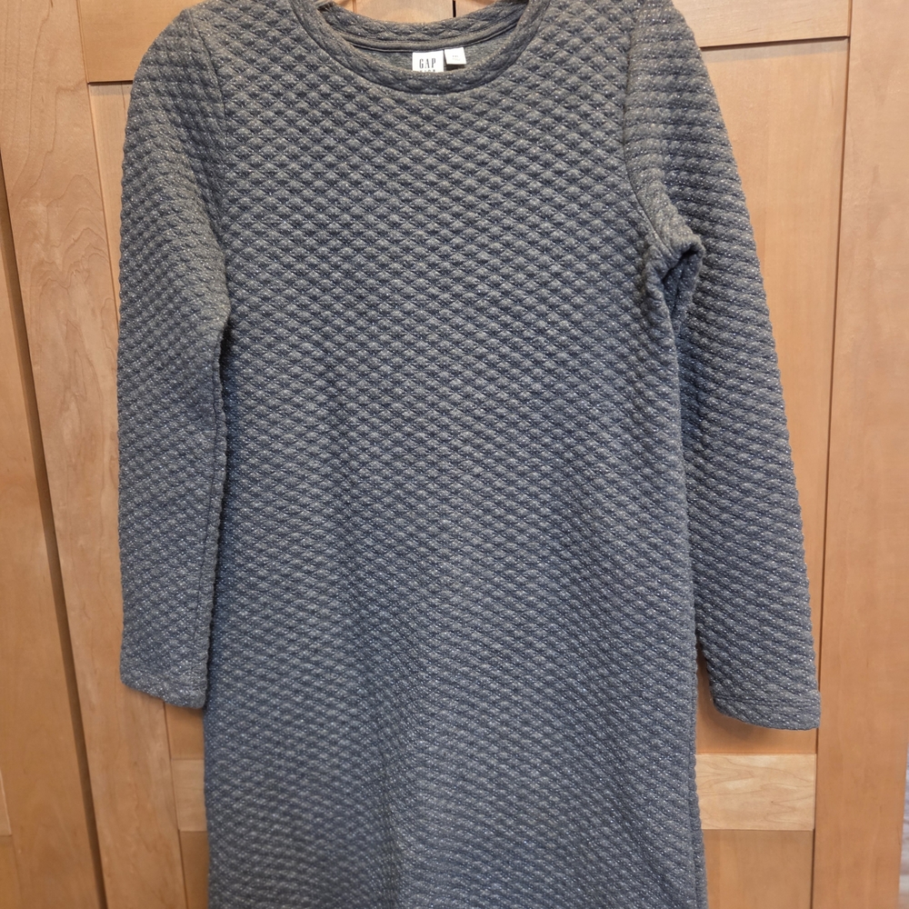 GAP Gray Black Sheath Dress Long Sleeve Crew Neck